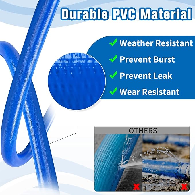 MYFAMIREA 2.5 IN x 30 FT Pool Backwash Hose Heavy Duty Drain Discharge Double PVC Layflat Hose with 2 Clamps, Weatherproof Burst Resistant for Water Transfer, Sump Pump, Pool Filter, Drain (9.2M,Blue)