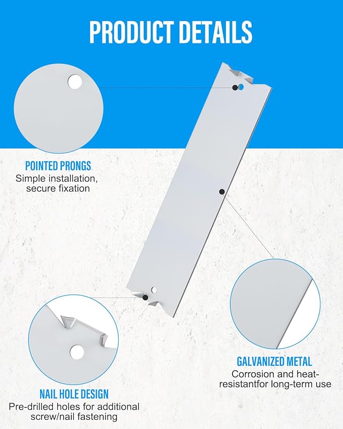 30 Pack Nail Protection Shield for Wood Studs, 6 x 1.5 Inch Cable Wire Protector, Metal Anti-Nail Plates with Pointed Prong for Plumbing & Wiring Protection