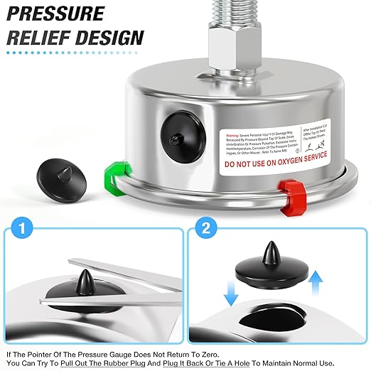 MEANLIN MEASURE 0~300Psi Stainless Steel Liquid Filled Pressure Gauge 2.5" FACE DIAL 1/4" NPT for Air Compressor Air Regulator Water Filter Back Mount with Stainless Steel Hex Bushing and Snaps