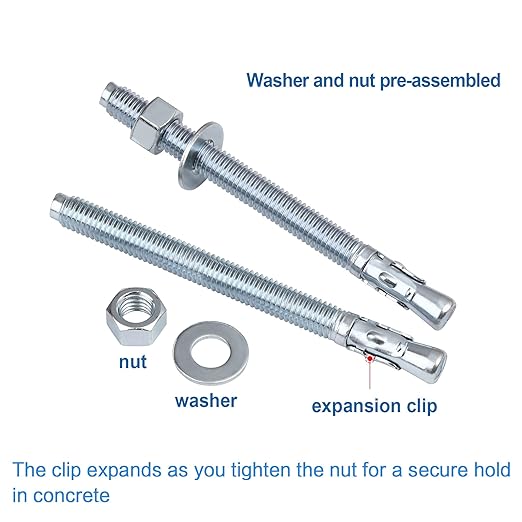 1/4 inch x 3-1/4 inch - 20 Pieces Wedge Anchor Zinc Plated Heavy Duty Fastener for Concrete