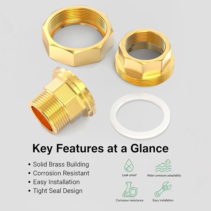 TAISHER 2PCS Brass Union，1" NPT Male x 1" NPT Female Brass Pipe Fitting