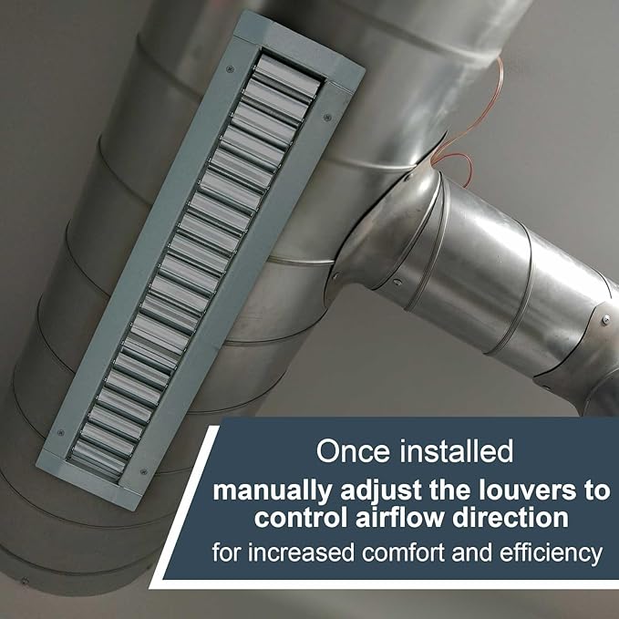 17" x 3" Inch Louvered Air Return Vent Cover for Round Ducts from 6.30" to 15.74" Inches Galvanized Steel with Adjustable Louver Blades, HVAC Pipes Air Supply Exhaust Register Grille
