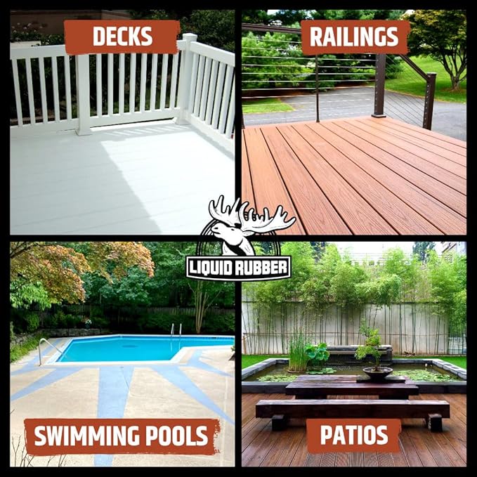 Liquid Rubber Cool Foot Deck Coating - Solar Protection Paint, Reduces Surface Temperatures by Up to 35%, Multi-Surface Cooling Decking Sealant, Waterproof, Durable Membrane, Neutral Beige, 1 Gallon