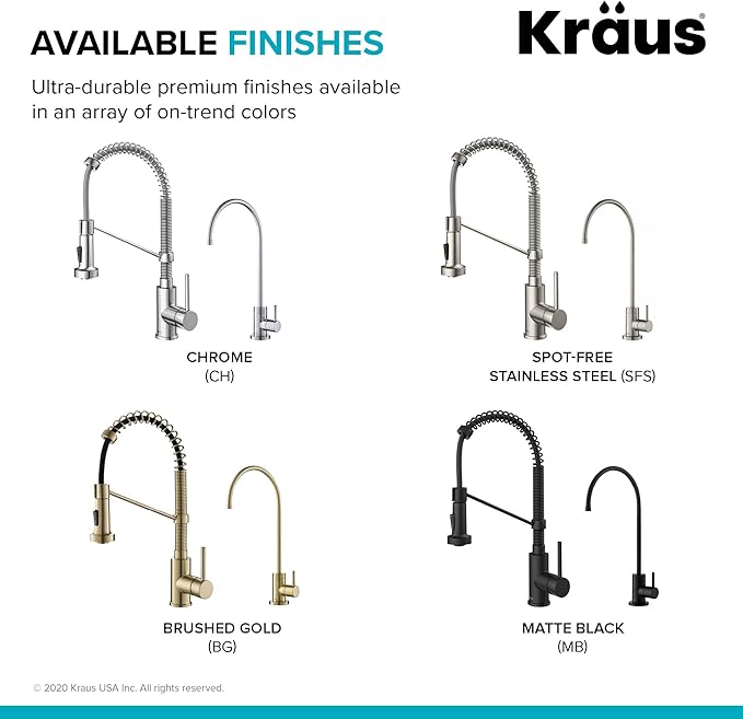KRAUS Bolden Commercial Style Pull-Down Kitchen Faucet and Purita Water Filter Faucet Combo in Chrome, KPF-1610-FF-100CH