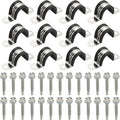 PATIKIL 12Pcs Pipe Clamps, 1 Inch 304 Stainless Steel Rubber Cushioned U Bracket Conduit Clamps Pipe Strap Wire Clips with Hexagonal Screw for Tube Hose Cord Installation, 25mm