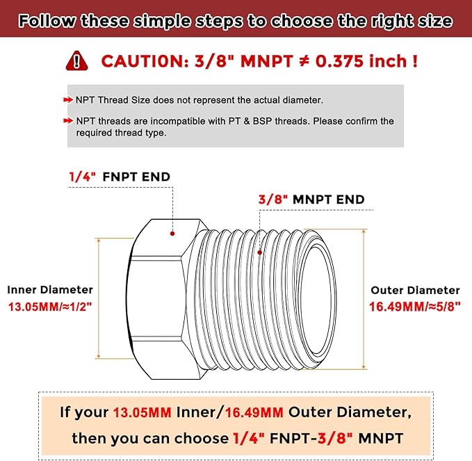 Pack of 12, 3/8" NPT Male to 1/4" NPT FeMale Solid Brass Hex Bushing, Hose Fittings Adapter Threaded Reducer Heavy Duty for Pipe Leak Repair, Pneumatic Systems, Compression