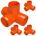 FORMUFIT 1-1/4” 4-Way Tee Furniture Grade PVC Fitting in Orange, Made in USA, UV-Resistant, Impact-Proof, 1.660” Actual Socket Diameter (Pack of 4) - F1144WT-OR-4