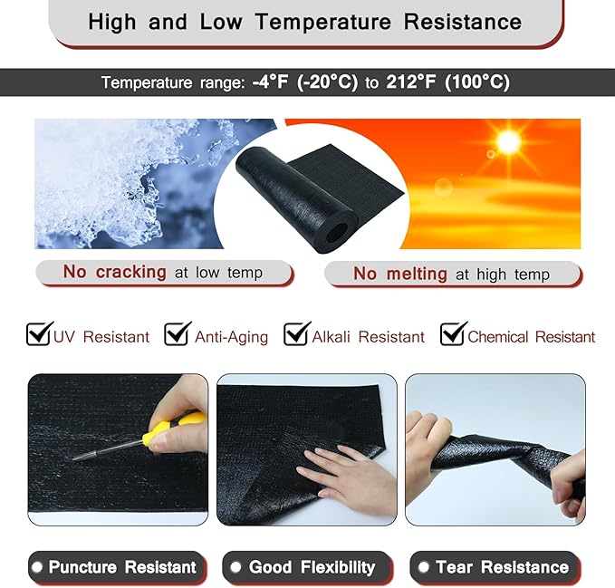 BXI SBS Modified Bitumen Waterproofing Membrane Roll, 13 Inch x 8.2 Feet Thick Flexible Torch-on Asphalt Roofing Material, Self-Healing Flashing Sealant Outdoor Roof Foundation Ice and Water Shield