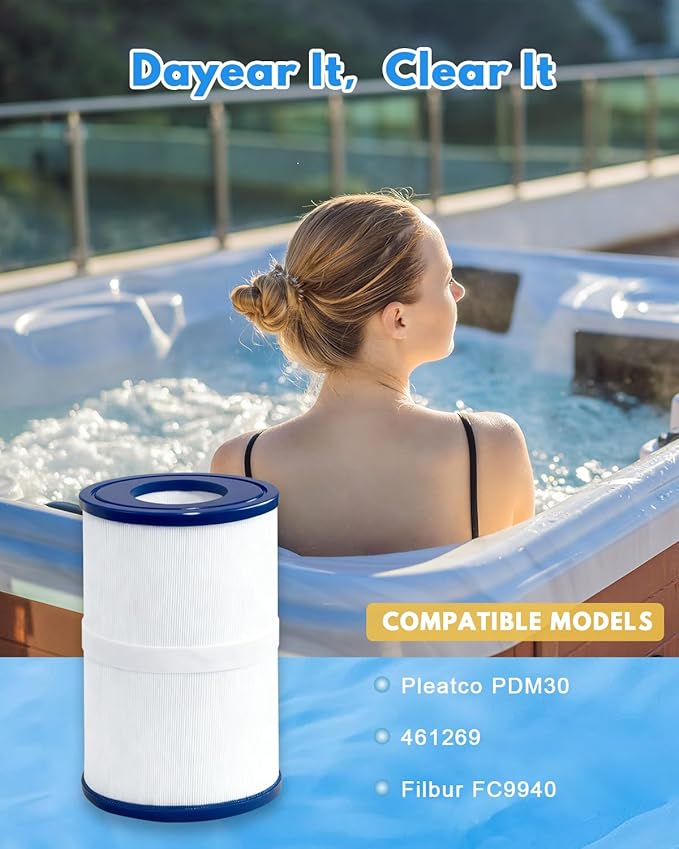 PDM30 Spa Filter Replacement Oval Hot Tub Filter Cartridge 30 Sq. Ft. (1 Pack) for 461269 FC-9940 FC9940M 730L 730S