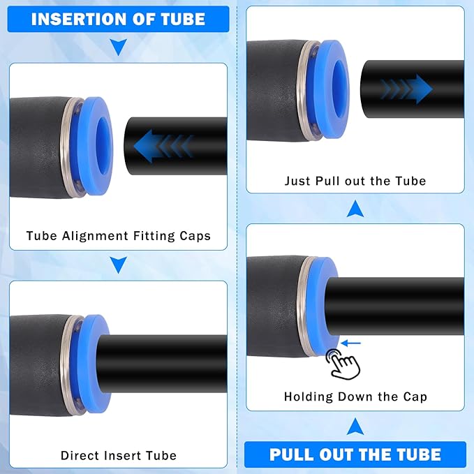 24 Pcs 3/8" Quick Connect Air Line Fittings Kit 1/4" 3/8" Pneumatic Push Lock Air Fittings Push to Connect & NPT Thread Air Hose Fittings Quick Release Airline Fitting Kit