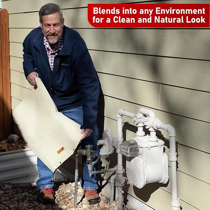 Redford Supply Co. Cold Snap (5°F) Backflow Preventer Insulation Cover, 60"W x 50"H, Pipe Insulation, Water Sprinkler Covers for Outside, Sprinkler Backflow Cover for Winter, Well Pump Bag (Beige)