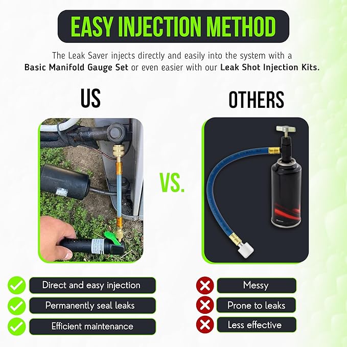 Leak Saver Direct Inject Ultimate 3-in-1 | AC Refrigerant Leak Sealer | with UV Dye & Moisture Remover | for Most HVAC Systems Up to 5 Tons - Professional AC Leak Sealer - AC Stop Leak