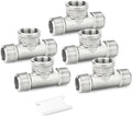 TAISHER 5PCS 304 Stainless Steel Tee Pipe Fittings, 3/8" NPT Male x 3/8" NPT Female x 3/8" NPT Male Pipe Fittings, Female Branch Tee