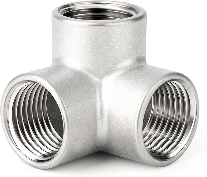 TAISHER 5PCS 304 Stainless Steel 3 Way Corner Pipe Fittings, 3/8" x 3/8" x 3/8" Female Pipe Fittings