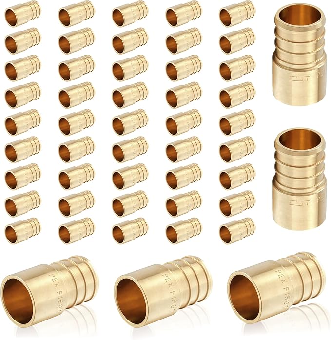 (50-Pack) PEX Fittings, Pex 1"x3/4" Female Sweat Copper Adapter, Brass Crimp Fittings, for PEX Tubing Pipe Plumbing, ASTM F1807