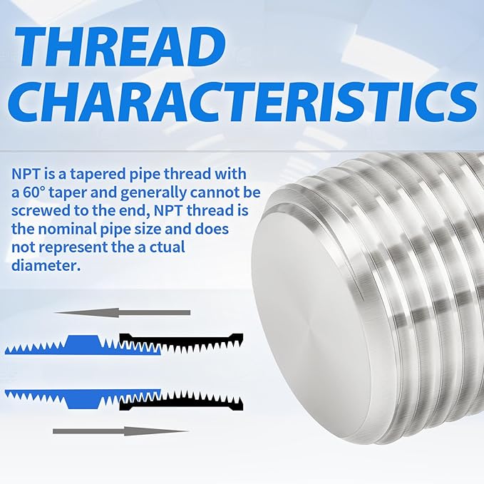 ChillWaves 304 Stainless Steel Pipe Fitting, Outer Hex Head Socket Pipe Plug Fitting，2" NPT Male，Thread Adapter(1-PACK)