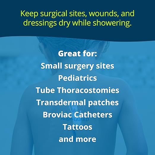 TIDI 50004-CSE AquaGuard Sheet – 4” x 4” – (Area of Coverage: 2.5” x 2.5”) – Shower Protection Sheet – Self-Adhesive Moisture Barrier – Wound Cover for Showering – 98 Sheets – Home Medical Supplies