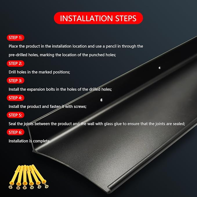 Extra Wide 5.12" W Door rain drip Guard Overhead,55.1" L Aluminum drip Cap for Exterior Doors Window Top,rain drip Edge Flashing,Water Deflector,rain Diverter,Anodized Black 1PCS