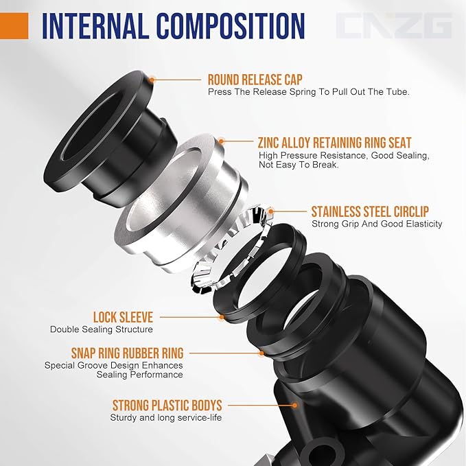 1/2" Tube OD to 1/2" NPT Thread Push to Connect Fittings,Pneumatic Quick Air Hose Fittings,Male Straight + Elbow,PC+PL(12pcs)