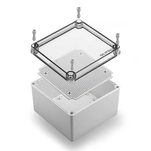 QILIPSU Outdoor Junction Box IP67 Waterproof Project Box ABS Plastic Weatherproof Electrical Enclosure Clear Cover (7.9"x7.9"x5.1" CC)