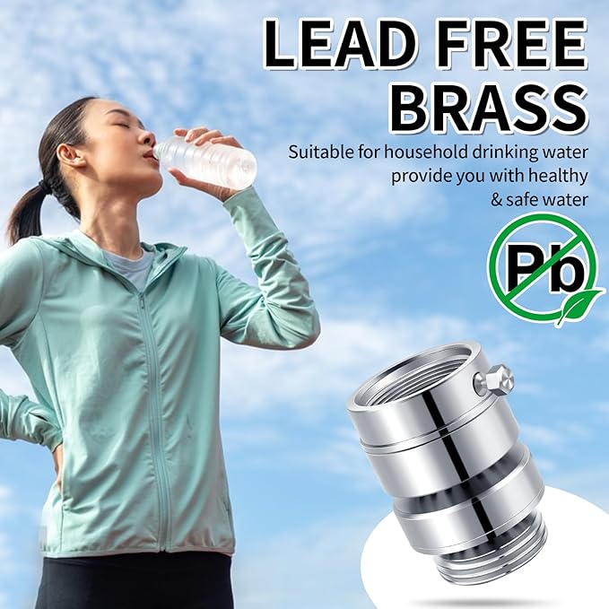 Self-Draining Vacuum Breaker, 1-1/16" Female Fine Thread Vacuum Breaker, PK1390 No Lead Brass Hose Bib Vacuum Breaker, for Providing you with Healthy Portable Water (NOT fit 3/4" GHT Bibcock)