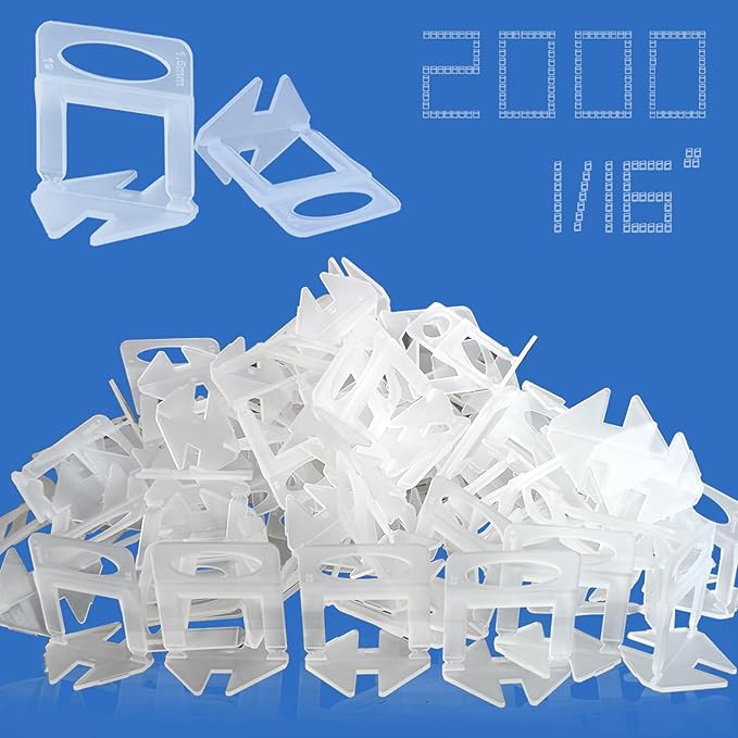 Tile Leveling System 1/16" Spacers Tile Leveler clips 2000pcs DIY Tile Leveling Spacers Tile Leveling System for Professional Ceramic and Stone Installation