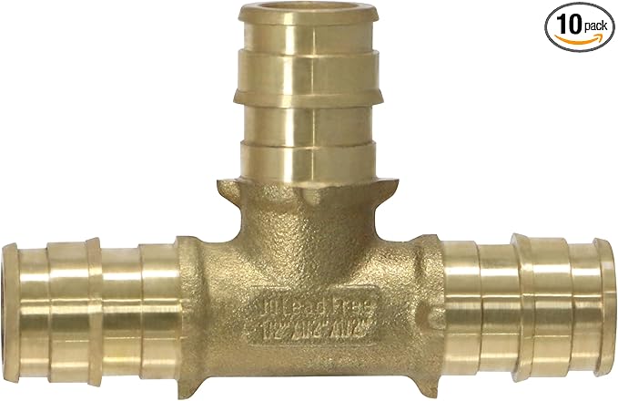 XFITTING Pex A 1/2 Inch x 1/2 Inch x 1/2 Inch Pex A Tee, 29-3-3=10XX, 10 Pieces