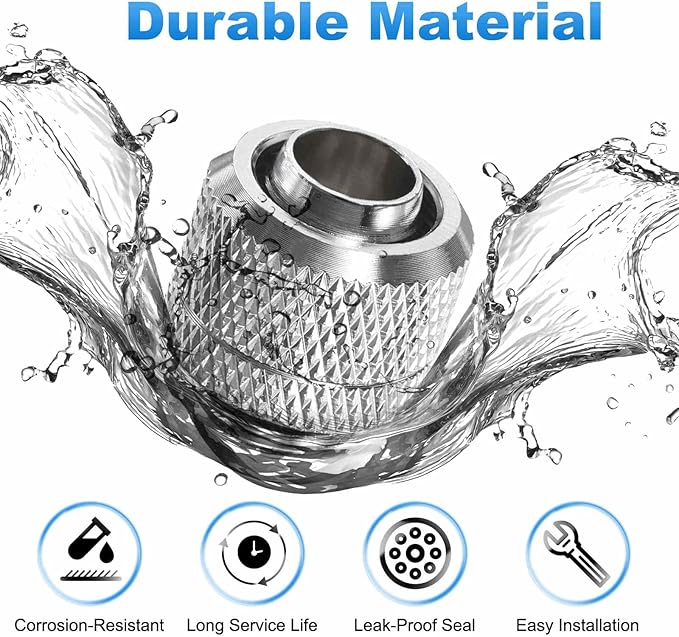 4-Pack G1/4" Thread 3/8 in ID 1/2 in OD Quick Tighten Compression Fitting - Durable Hard Tubing Compression Fitting for Soft Tubing, Computer Water Cooling System, Black, Silver