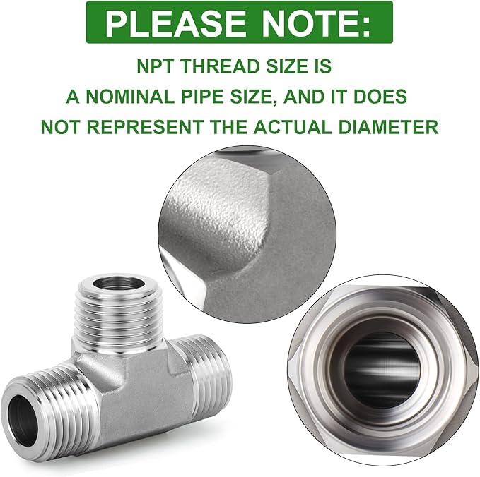 TAISHER 1PCS Forging of 304 Stainless Steel Tee Pipe Fittings, 3/8" x 3/8" x 3/8" NPT Male Pipe Fittings
