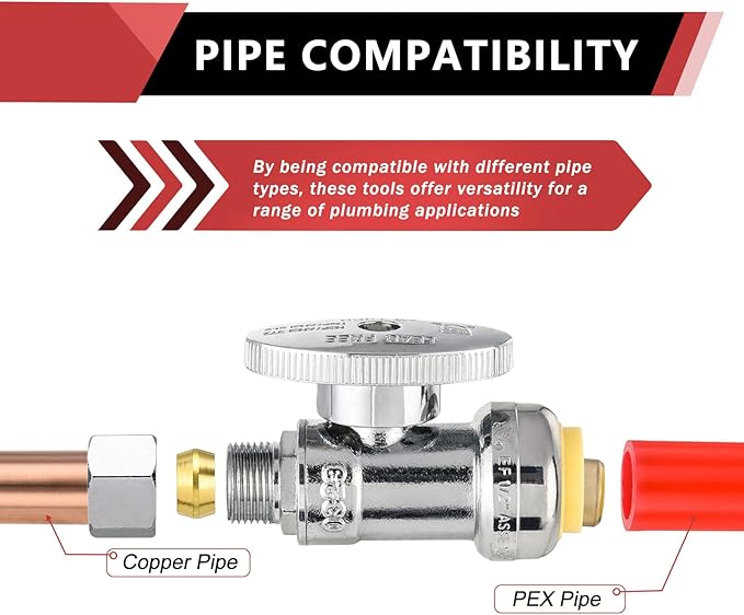 (Pack of 20) EFIELD Push Fit 1/4 Turn Straight Stop Valve Water Shut Off 1/2 Push x 3/8 Inch Compression Chrome with a Disconnect Clip,(PF-VALVE021-20PCS)