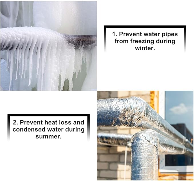 PATIKIL Pipe Insulation Foam Tube, 3.3FT Length Self Adhesive Pipe Freeze Protection Wrap with Aluminum Foil 1"(25MM) ID x 3cm Thickness for Outdoor Winter Irrigation