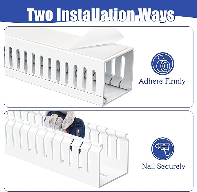 ZhiYo 99in (6X L16.5in) Professional Server Rack Cable Management Raceway, H2 x W2in Cable Raceway Kit, Electrically Safe PVC Open Slot Wire Raceway for Under Desk/Computer/Network Cords, White
