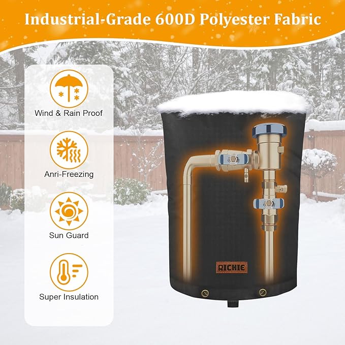Backflow Preventer Cover (5°F) Heavy-Duty 5-Layer Insulated Enclosure, Freeze & All-Weather Protection for Outdoor Pipe, Irrigation Sprinkler Valve, Well Water Pump & PVB, 20" Wx34 H Black