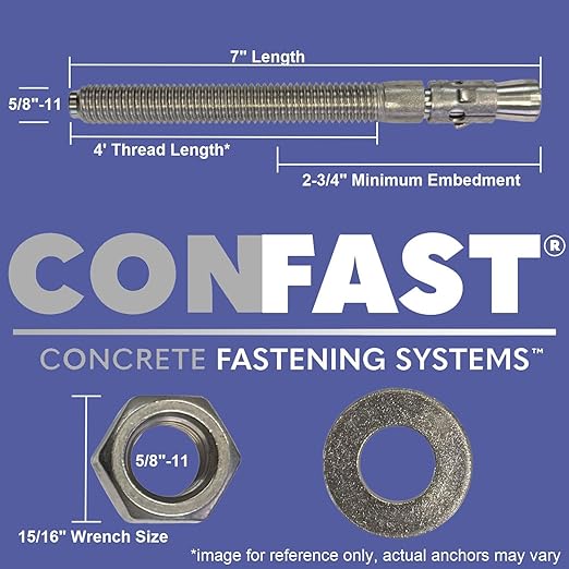 CONFAST 5/8" x 7" Galvanized Wedge Anchor (Box of 20)