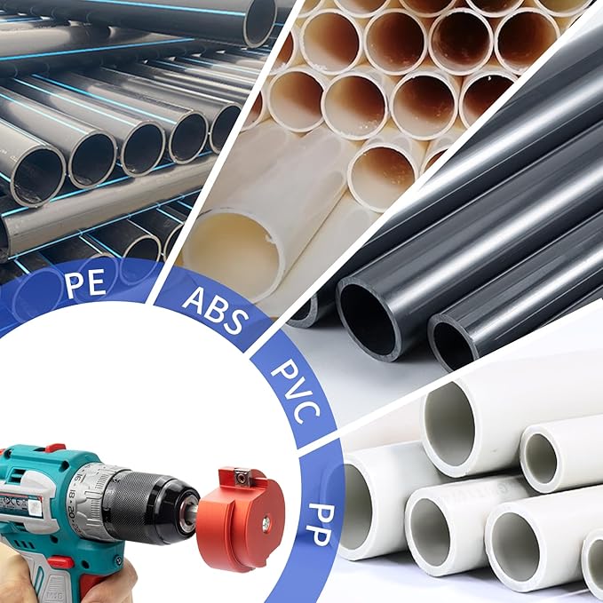 2 Wings PVC Pipe Reamer, Plastic PVC Pipe Fitting Saver Kit Fit into Standard 1/2" Drills 4inch Head Socket Saver Tool