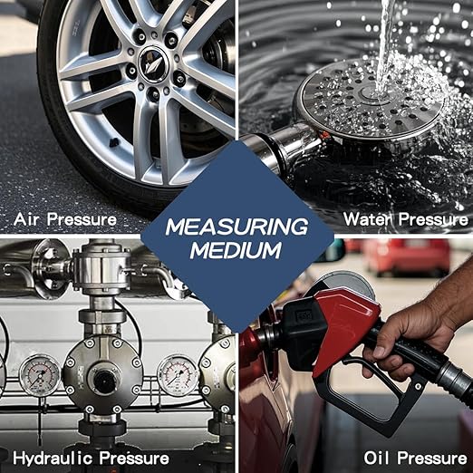 30inHg Vacuum Pressure Gauge, Water Pressure Gauge, 2.5" Dial Size, 1/8" NPT Lower Mount, 304 Stainless Steel Case, for Pneumatic Air Compressor RV Regulator Valve Test(with Tape)