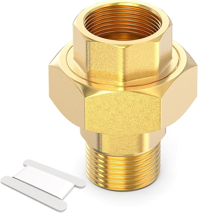 GASHER 1PC Brass Union，1/2" NPT Male x 1/2" NPT Female Pipe Fitting