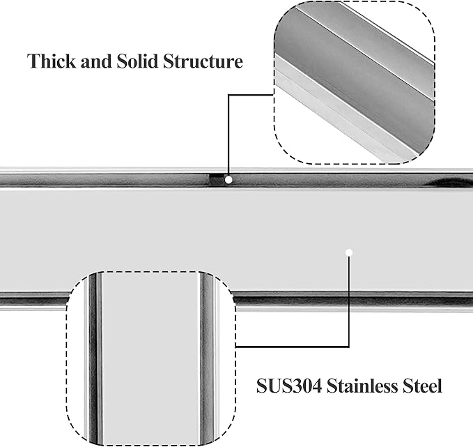 48 Inch Linear Drain Shower Drain Brushed Floor Drain with Removable SUS304 Stainless Steel CUPC Certificate and 2-in-1 Tile Insert Grate Cover