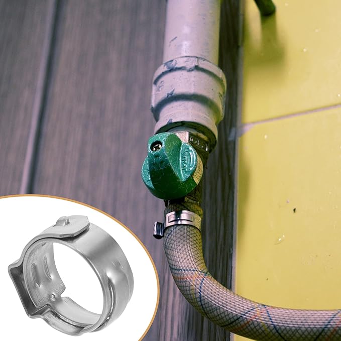 PartyKindom 50Pcs Stainless Steel Single Ear Pex Cinch Clamp Rings for Tubing Pipe Fittings, Corrosion Resistant Water Clamp Clips Suitable for Plumbing Repairs