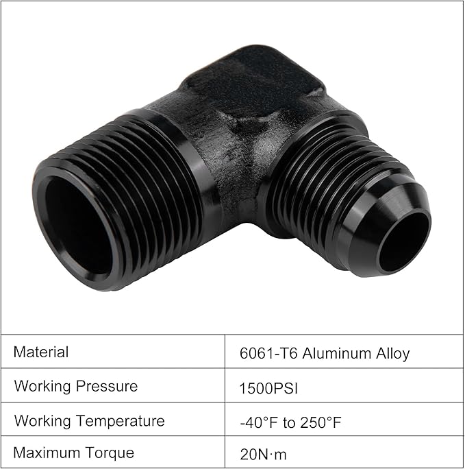 EVIL ENERGY 10AN to 3/4" NPT Male 90 Degree Fitting Adapter Aluminum