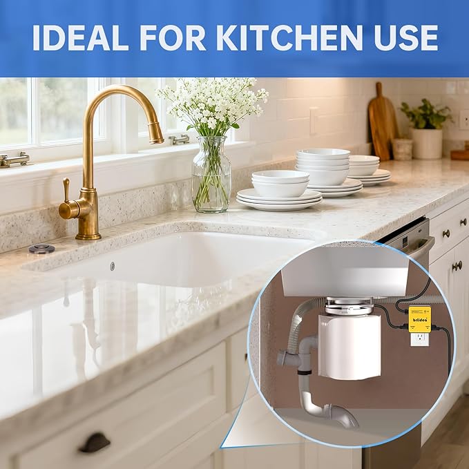 Garbage Disposal Air Switch Kit Dual Outlet Sink Top Waste Disposal Long Stainless Steel Oil Rubbed Bronze On/Off Air Button Food and Waste Disposals Part by Briidea, UL Listed