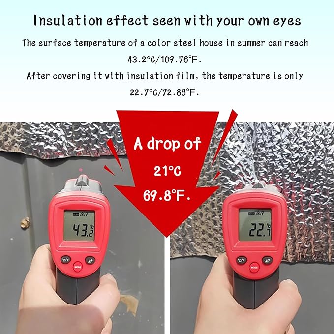 5mm Double-Sided Aluminum Foil Bubble Insulation - Self-Adhesive, Flame Retardant, Thermal Moisture Barrier, Waterproof, for Pipes, Roof, Walls(Size:15㎡,Color:Fixed Width 1m)