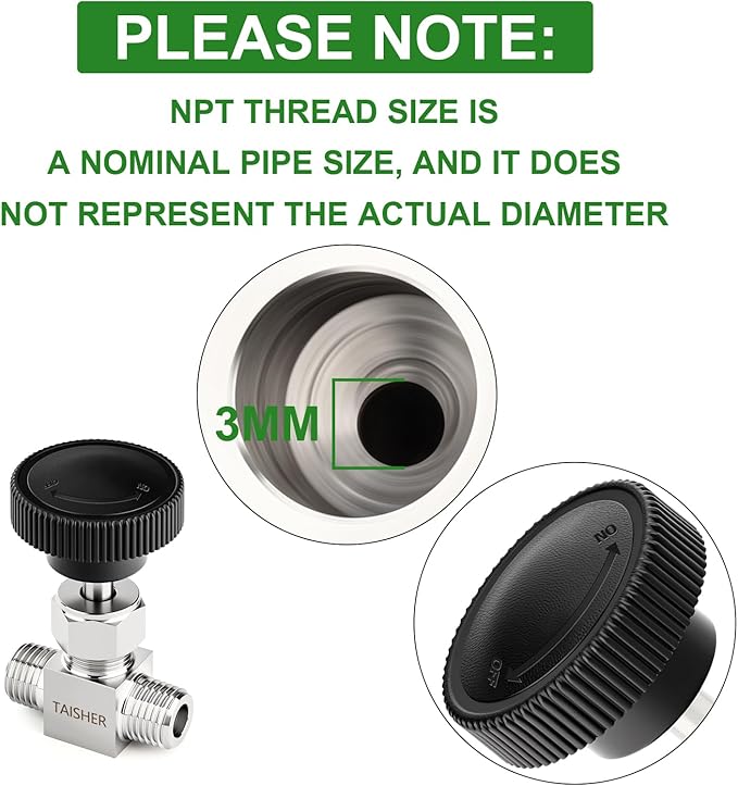 TAISHER 1PCS 304 Stainless Steel Straight Needle Valve 1/4" NPT Male For Flow Control Water Gas Oil