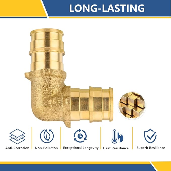1/2Inch PEX-A Expansion Fittings,F1960 Brass Elbow,PEX Expansion Fittings Elbow For Pex A Tubing（100 PACK)(PEX1960033-100Pack)
