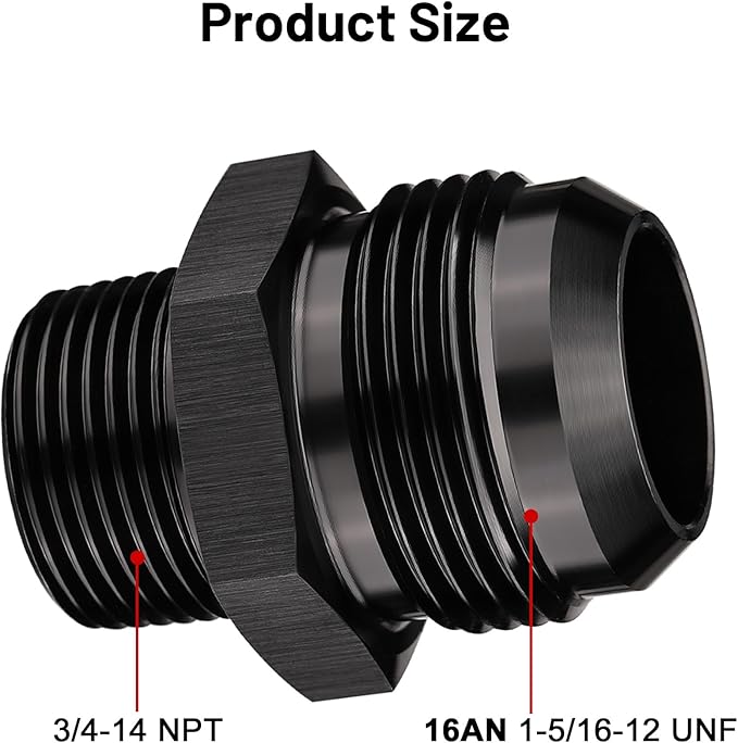 EVIL ENERGY 16AN Male Flare to 3/4" NPT Pipe Fitting Adapter Straight Aluminum Black