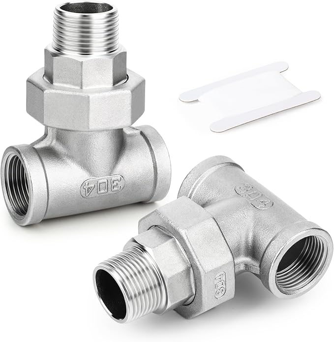 TAISHER 1PCS 304 Stainless Steel 3 Way Tee Union，3/4" NPT Female x 3/4" NPT Male x 3/4" NPT Female Cast Pipe Fitting