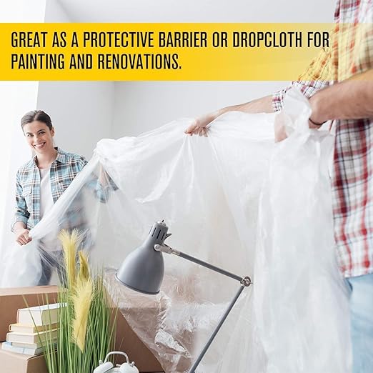 Aluf Plastics Plastic Sheeting - 20' x 100', 6 MIL Heavy Duty Gauge - Clear Vapor and Moisture Barrier Sheet Tarp/Drop Cloth for Painting & Furniture (1 Pallet of 25 Pack)