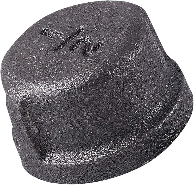 20 Pack 1/2 inches Malleable Cast Iron Pipe Cap, Industrial Pipe Flanges for Threaded Black Pipes and Fittings, DIY Steampunk Industrial Vintage Style.