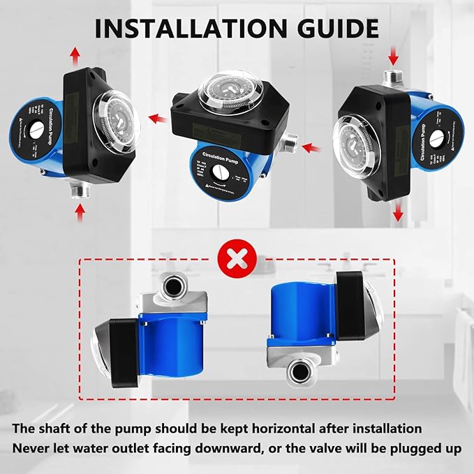 Hot Water Recirculating Pump with Timer Recirculation System & BSP 3/4" w/NPT 1/2" Adapter, Sensor Valve 304 Stainless Steel Bybass Valve Kit for Instant Hot Tank Water Heaters #595916 095580