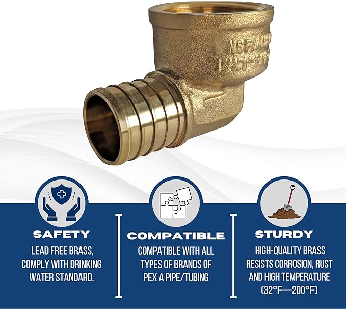 XFITTING 1 Inch Pex x 1 Inch Pex Female NPT Elbow, 2 Pieces